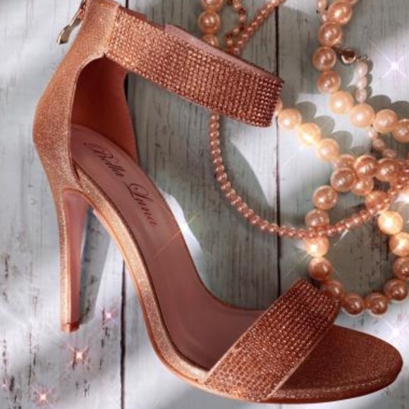 Shoes - Champagne shimmer rhinestoned heel